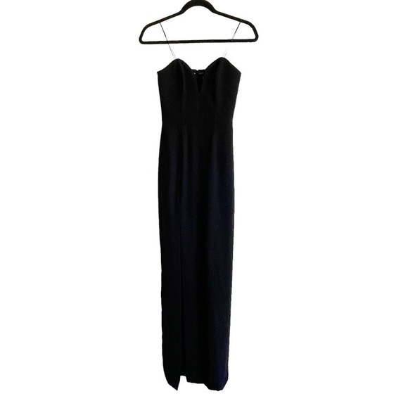 Amanda Uprichard Cherri Maxi Gown Strapless Side Slit Black Size XS NWOT - Picture 5 of 8